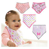 Bandana Babador Bebê Menina Kit 4 Peças Comtac Kids 1332 Triangular E Borboleta