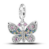 Dije Charm Pandora Mariposa Hermosa De Colores Plata Origina