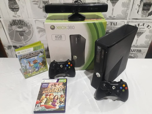 Xbox 360, 2 Controles, Jogo Minecraft, Kinect E 12x S/juros