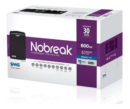 Nobreak Sms Station Ii 800va Entrada De 115v/127v Saída 115v