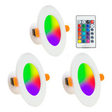 Kit 3 Spot Led Rgb Embutir Dimerizáveis Com Controle Remoto