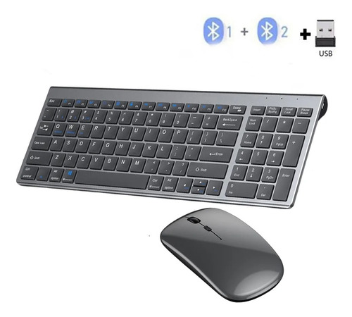  Kit Teclado Mouse Inalambrico Ligero Bluetooth Recargable