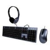 Kit Teclado Mouse Audifonos Perfect Choice Pc-201700 Azul