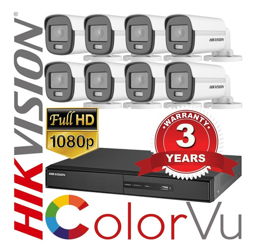 Kit Seguridad Hikvision Dvr + 8cam Color Vu 1080p Martinez