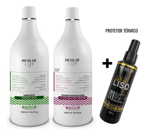 Kit Progressiva 0%formol Merlot Liss Roxa + Protetor Termico