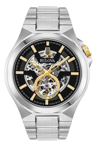 Reloj Bulova Automatico Plateado Para Hombre 98a224 Original