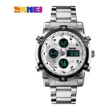 Reloj Skmei Acero Maq Japonesa Ana Digi Dual Time Mod 1389