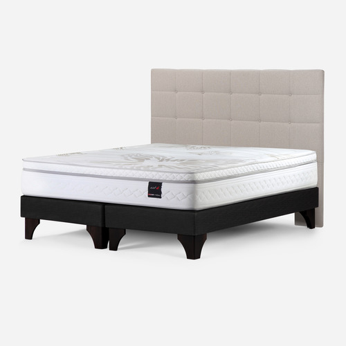 Cama Europea Rosen  Art 4 King + Respaldo Issey