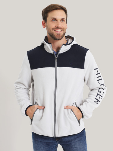 Polerón Hoodie De Polar Con Cierre Azul Tommy Hilfiger