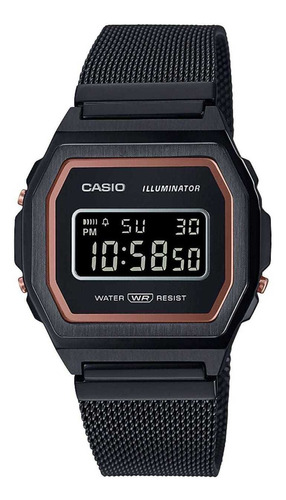 Reloj Casio Vintage A1000 Color Negro Super Luz Led Alarma