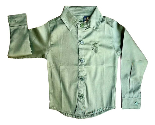 Camisa Social Verde Acetinada Infantil