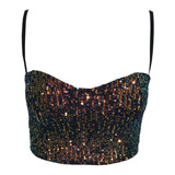 Corset De Tirante Sexy Fiesta Con Lentejuelas Bling Crop Top