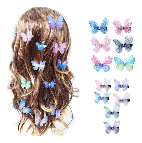 12 Colores Mezcla Mariposa Pasador Moños Para Niñas Moda 3d