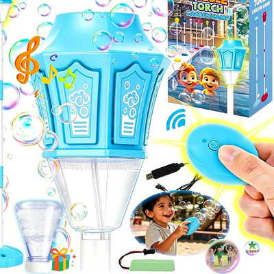 Cisbiky Máquina De Burbujas Automática Con Batería 25000 Burbujas\u002Fmin Para Niños Con Solución, Versión Actualizada Con Control Remoto, Música Y Luces, Soplador Automático, Altura Ajustable,azul | MercadoLibre