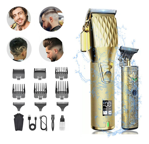 Cortadora De Pelo Profesional Maquina Cortar Cabello Lcd Kit