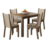 Conjunto Sala De Jantar Cíntia Madesa Mesa Com 4 Cadeiras Cor Rustic/crema/bege Marrom 045667gx4tfbm