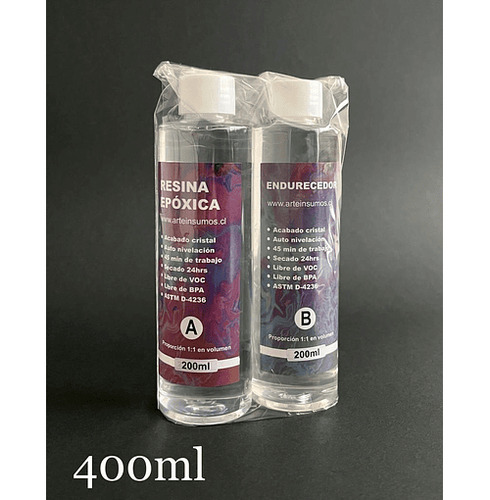 Resina Epóxica Cristal De 400ml, Resina Y Endurecedor 