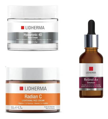 Hyaluronic 4d Cream + Radian C Cream + Retinol A+ Lidherma