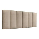 Cabeceira Adesiva Estofada 2,40m (12 Placas Modulada 20x60) Cor Suede Bege