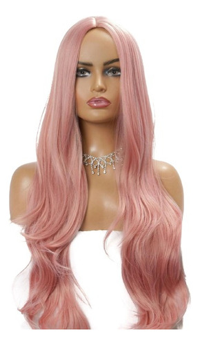 Peruca Ondulada Preta 65cm + Wig Cap - Fibra Orgânica+brinde