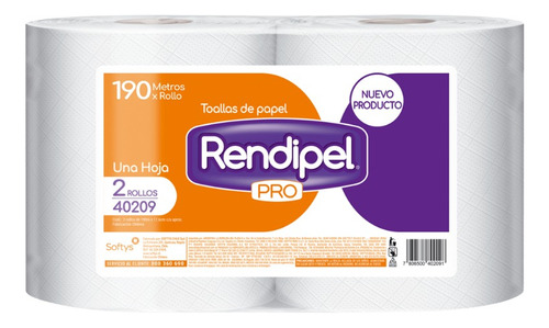 Toalla De Papel Industrial Rendipel Cmpc 4 Rollos X 190 Mts