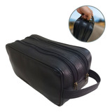 Necessaire Masculina Bolsa Porta Objeto Viagem Couro Grande