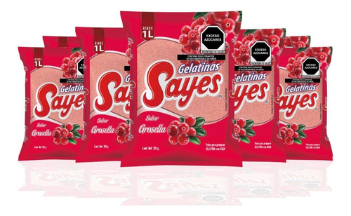 Gelatina Sayes De Agua Sabor Grosella, 25 Piezas De 120 Gr