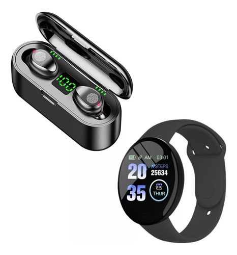 Combo Smartwatch Reloj Inteligente D18 + Auricular F9 Touch