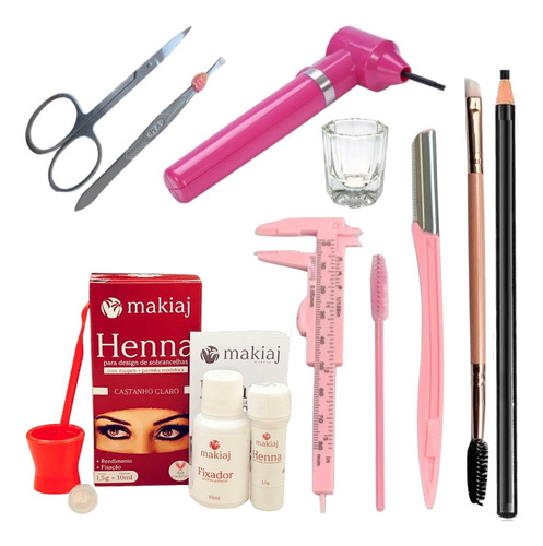 Kit De Sobrancelha Henna Completa E Materiais De Design Mix