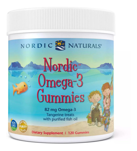 Nordic Naturals Gomitas Nordic Omega-3, Mandarina, 120 Gomit