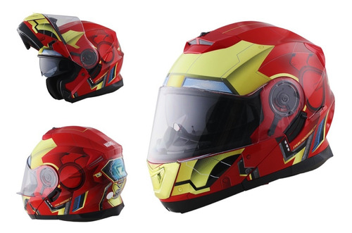 Casco Moto Edge Marvel Iron Man Abatible Certificado Dot