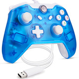 Control Joystick Xbox One Alambrico Azul Transparente - Hais