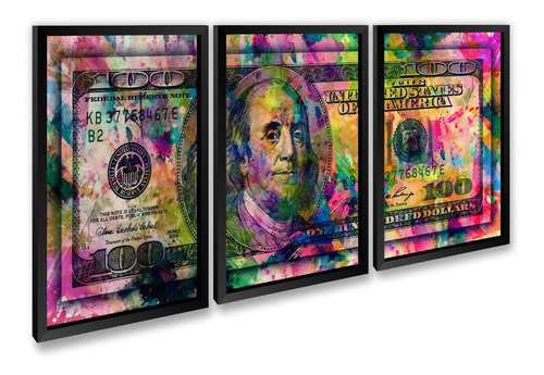 Quadro Decorativos Moldura Dólar Sucesso Abstrato Quarto Ys