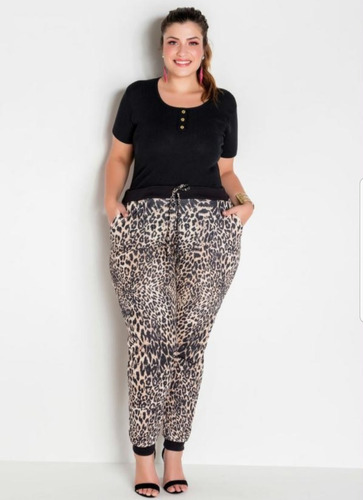 Calça Jogging Animal Print Plus Size