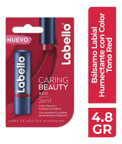 Bálsamo Labial Labello Caring Beauty 2 En 1 Color Red 4.8g