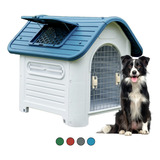 Casa Para Perro Grande Térmica De Plástico Con Puerta - 1 Mt Color Azul