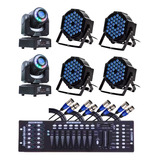 Kit 2 Moving Head Spot 60w + 4 Canhão 36 Leds + Mesa E Cabos