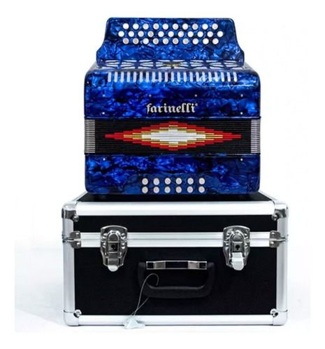 Acordeon Farinelli 3012a 12 Bajos 31 Botones Tono Sol Azul