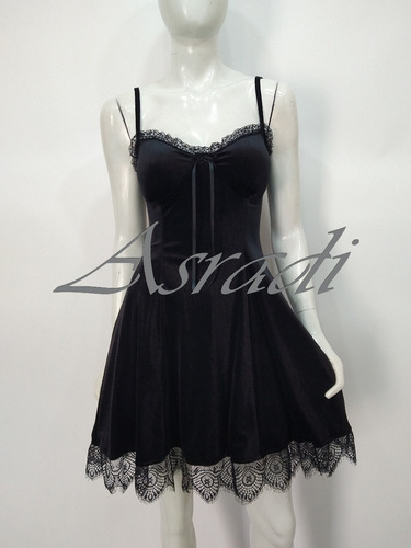 Vestido Terciopelo Con Encaje Gotico Sexy Casual Elegante 