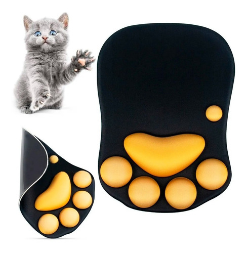 Mouse Pad Alfombrilla 3d Huella Garra Gato Negro