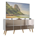 Rack Tv Até 50 Pol Retrô C/ Espelho 4 Pts Multimóveis Mp1082 Cor Branco/natural