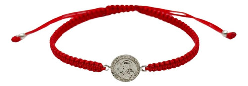 Pulsera Protección Hilo Rojo San Benito Plata Italiana 925