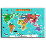 Mapa Del Mundo Lienzo Para Pared Para Habitación De Ni...