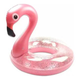 Boia Flamingo Rosa Com Glitter Piscina Inflável