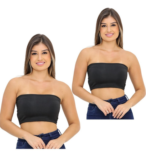 Kit 2 Top Faixa Barato Cropped Blusa Tomara Que Caia Suplex 