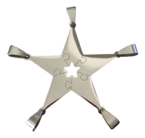 Dije Estrella Pluzzle Compartir X5 Acero Quirurg C/5 Cadenas