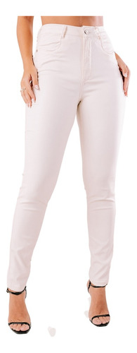 Calça Skinny Couro Sintético Média Feminina Pala Curva 22060