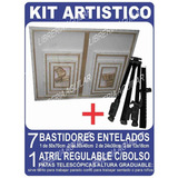 Kit Arte 7 Bastidores Entelados + Atril Metal Plegable Bolso