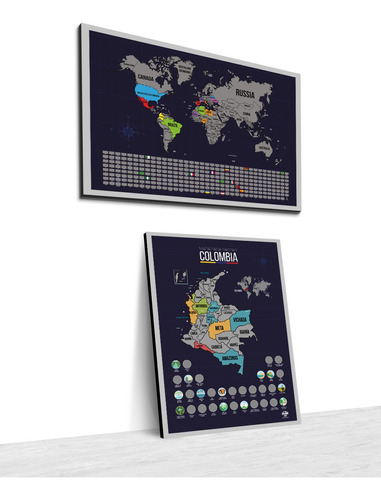 Mapamundi Para Raspar + Mapa Colombia Viajes Scratch Map