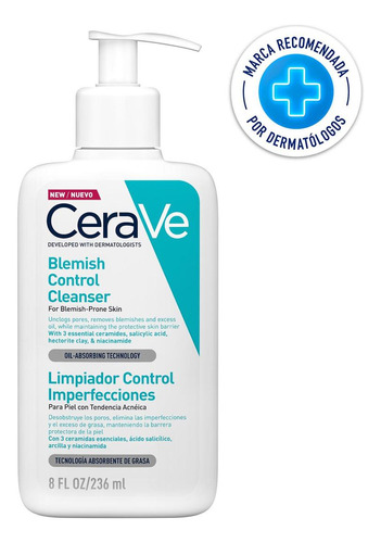 Limpiador Control Imperfecciones Cerave Día Y Noche 236 Ml